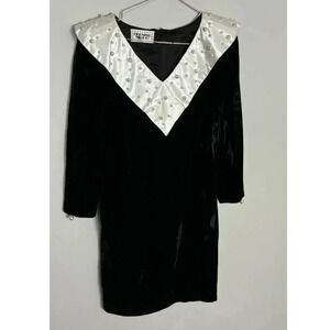 Opening Night Womens Vintage Style Chiffon Dress Black Size Medium to Large